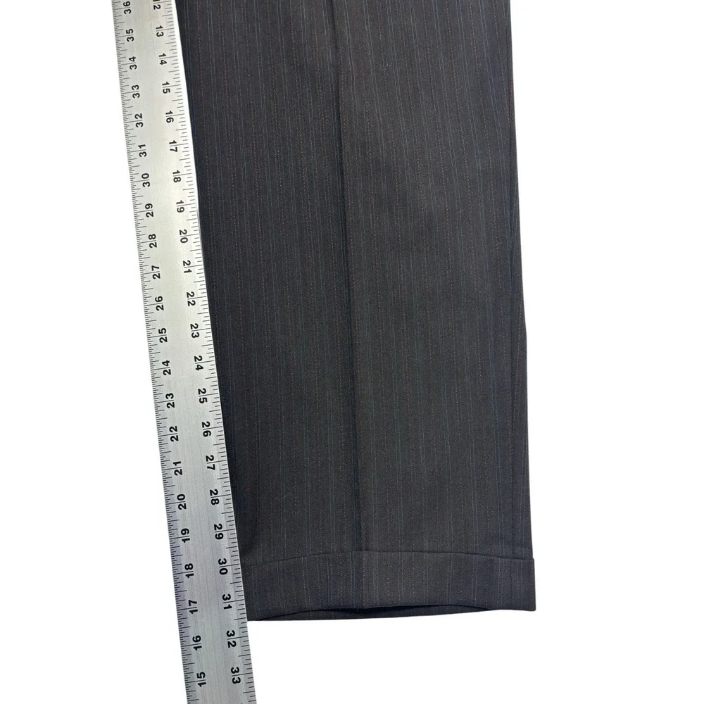 Alexandre London Savile Row 42L 34x32 Black Stripe 2pc‎ Pant Suit Wool Pleated